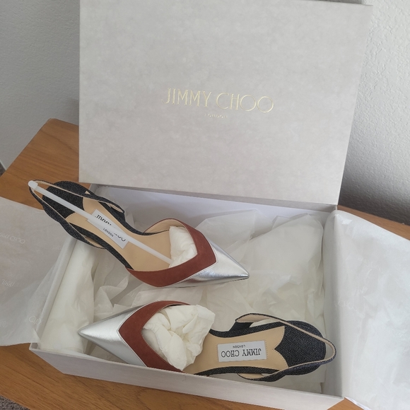 Jimmy Choo Thia 85 Leather & Suede Slingback Pump - Picture 8 of 11